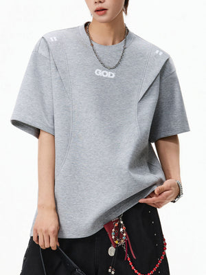 Color-blocked Stereo Embroidery Loose-fit T-shirts