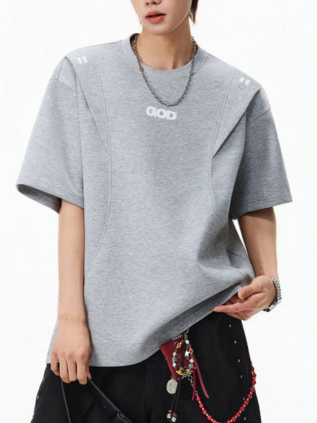 Color-blocked Stereo Embroidery Loose-fit T-shirts