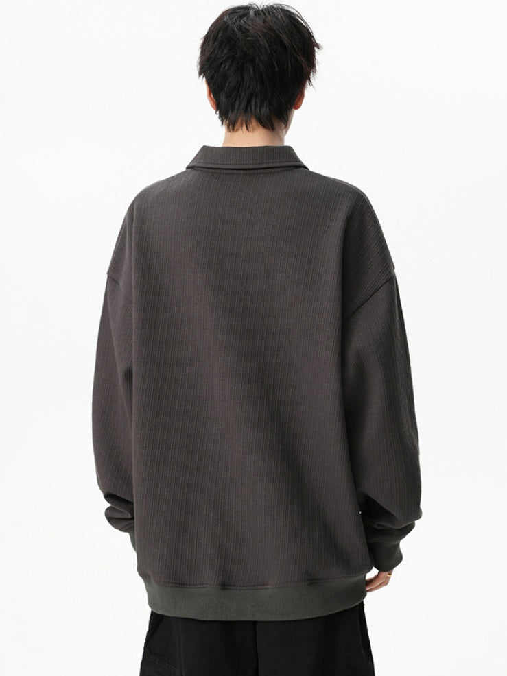 Jacquard All-match Loose Lapel Polo