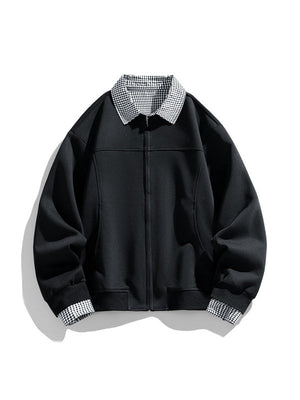 Veste à carreaux à effet superposé et coupe nette