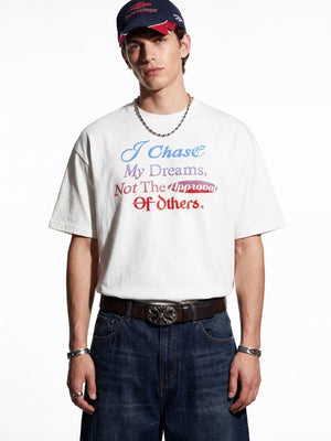 Gradient Letter Printed Oversize T-shirts