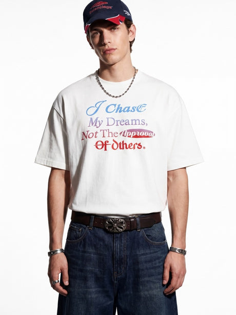 Gradient Letter Printed Oversize T-shirts
