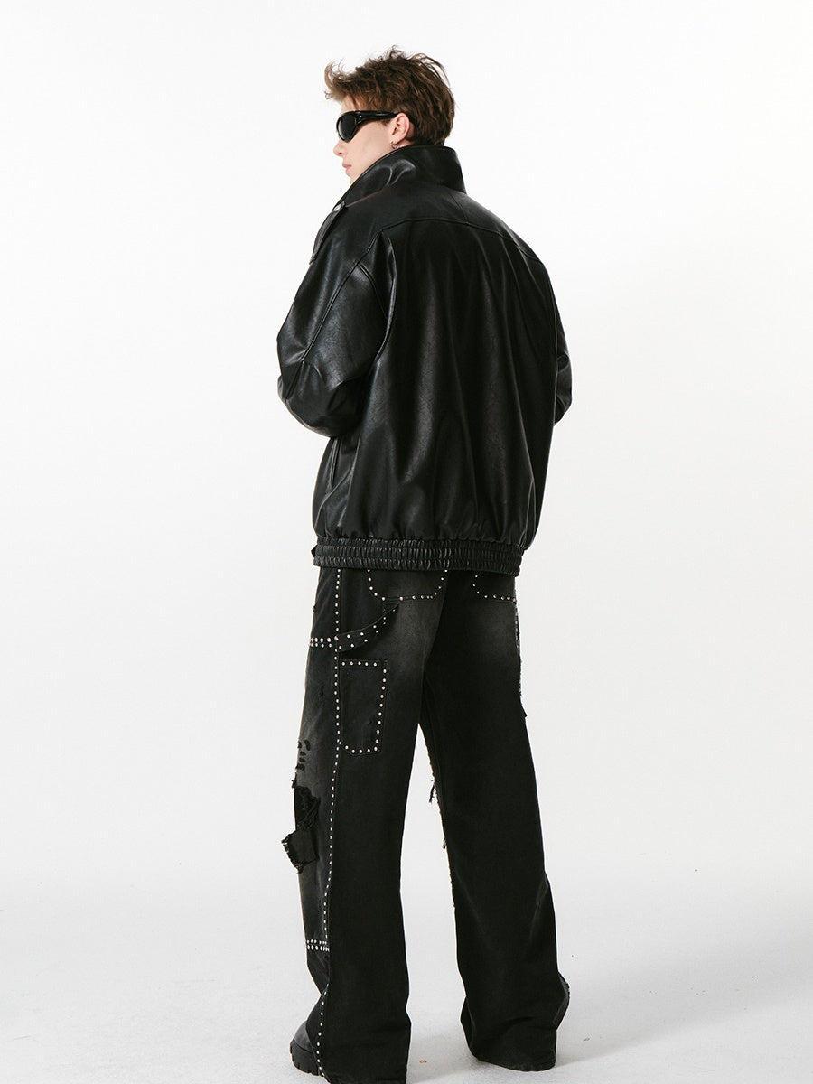 Veste de moto vintage en similicuir