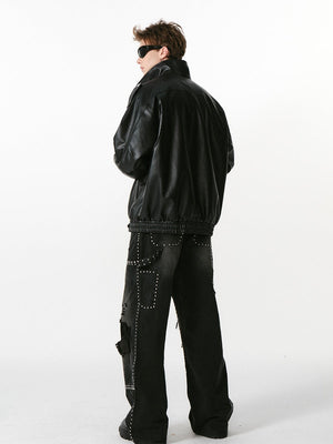 Veste de moto vintage en similicuir