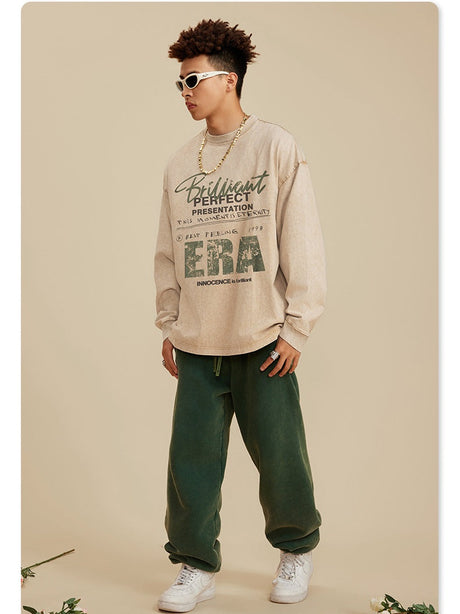 Distressed Water Wash Letter Print Loose T-shirts