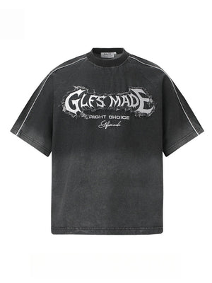 Ins Embroidery Washed Denim T-shirt