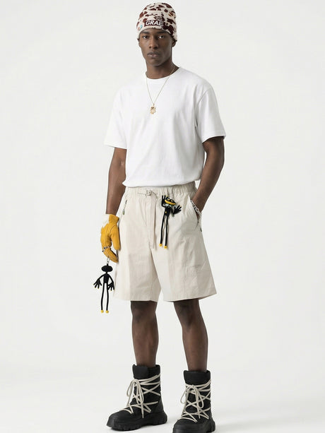Drawstring Work Clothes Scimitar Shorts