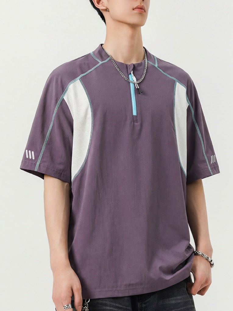 Quick-drying Color-blocked Breathable Loose-fit POLO Shirt