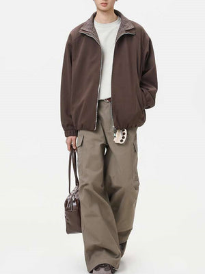 Layered-look Double Collar Color-blocked Jackets