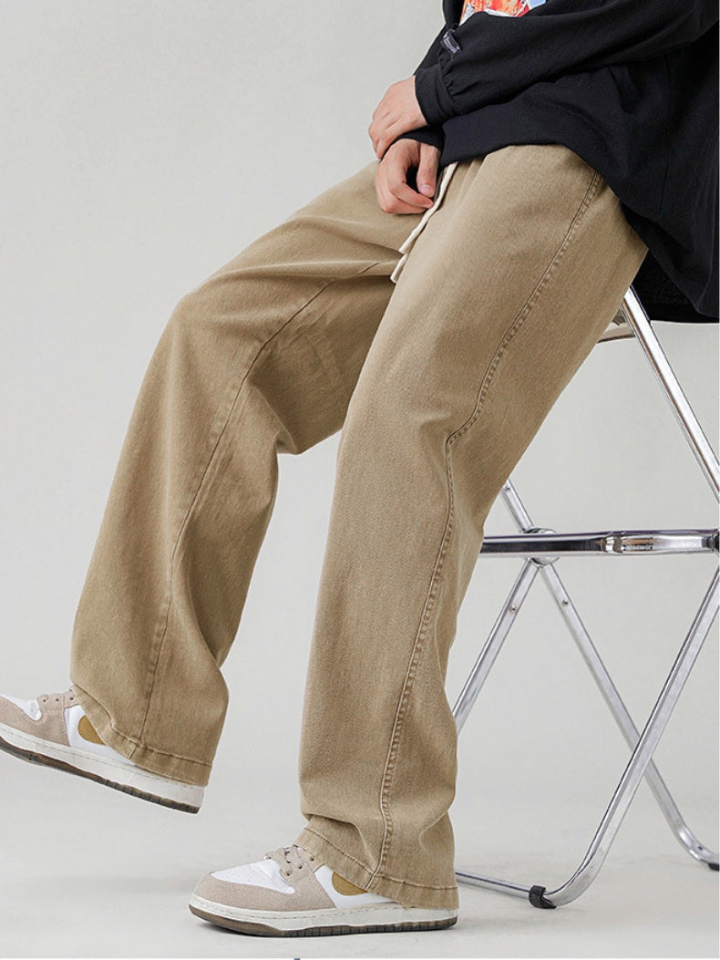 Washing Straight Wide-leg Jeans