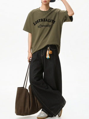 【EXPÉDITION NORMALE】T-shirts amples à imprimé lettres color-block