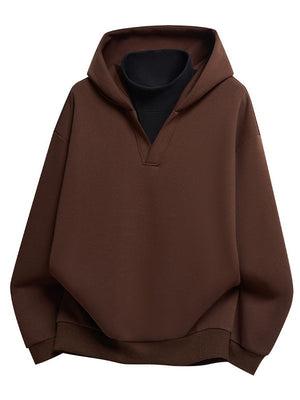 Fake Two Pieces Turtleneck American Loose Hoodies