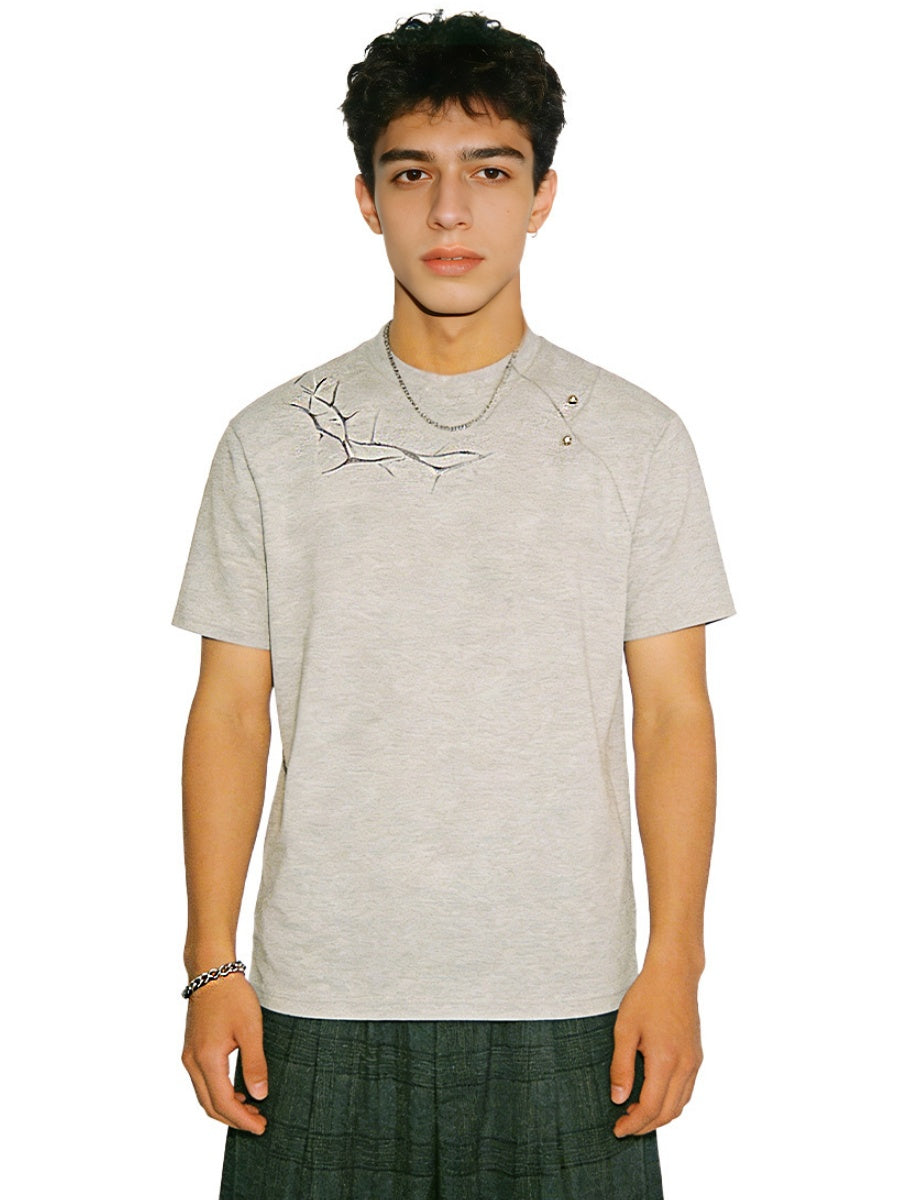 Cleanfit Lightning Dark Pattern Embroidery T-shirts