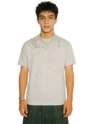 Cleanfit Lightning Dark Pattern Embroidery T-shirts