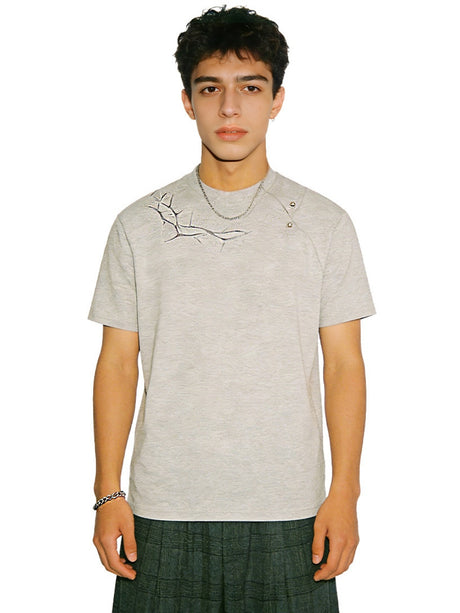 Cleanfit Lightning Dark Pattern Embroidery T-shirts