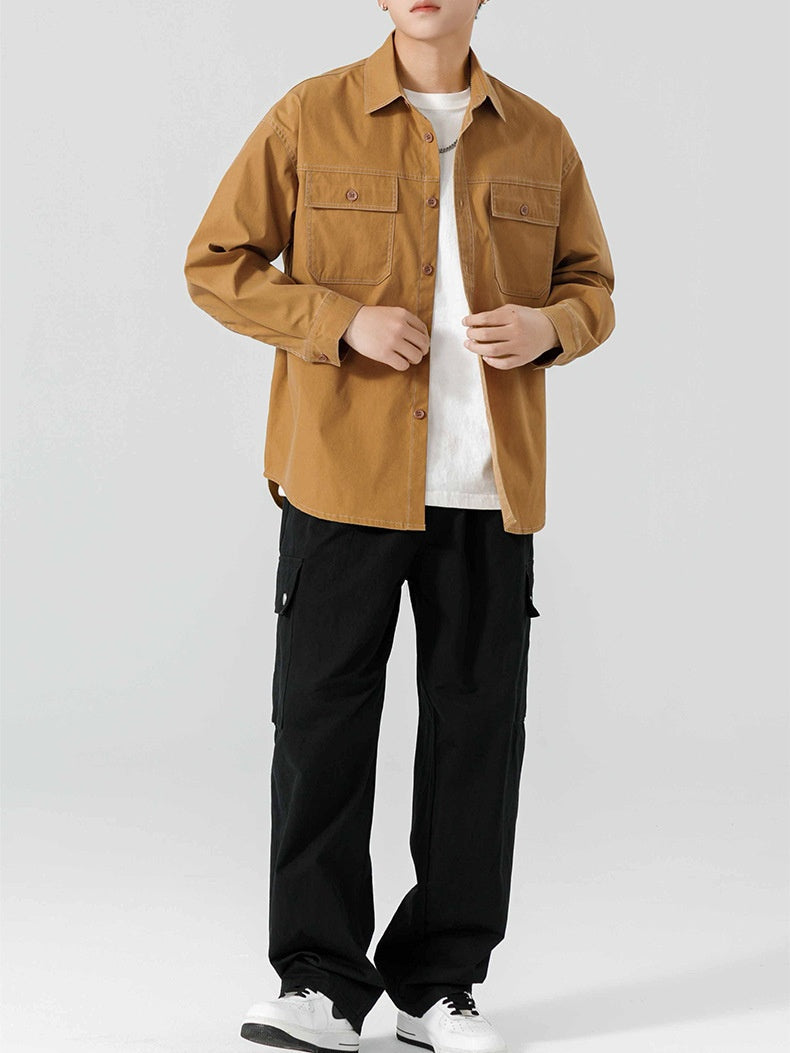 Washed Distressed Work Clothes Shirts Coat