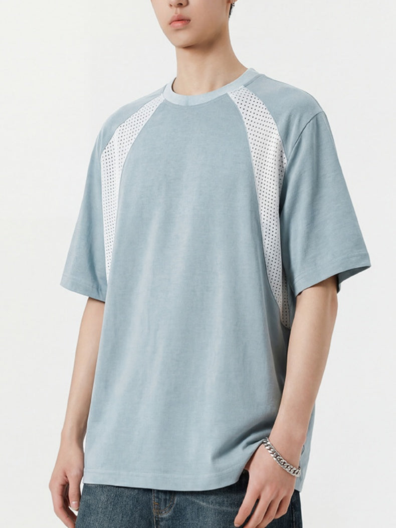 Color-blocked Patchwork Breathable Loose-fit Quick-drying T-shirts