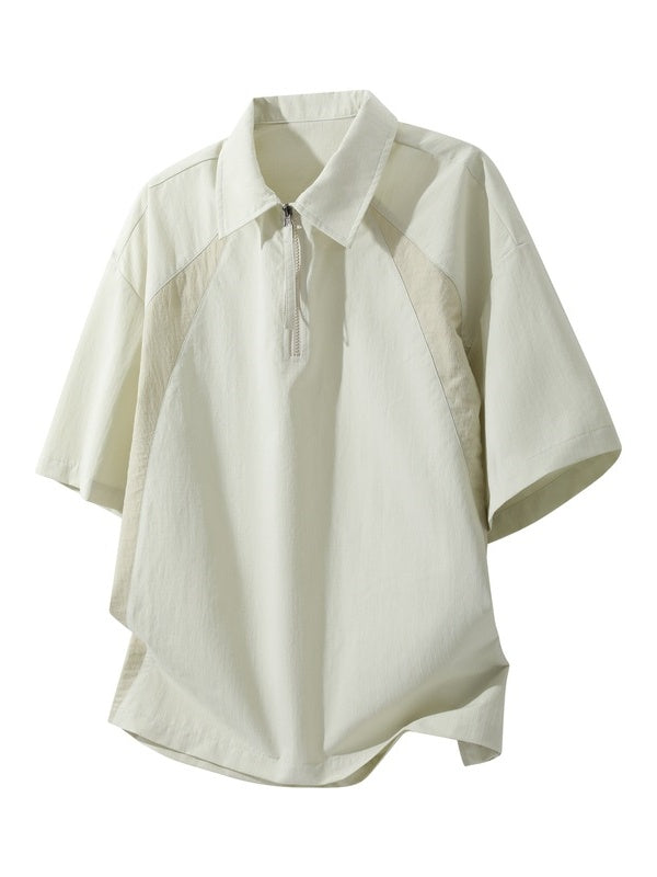 Cotton And Linen Breathable Pleated POLO Shirt