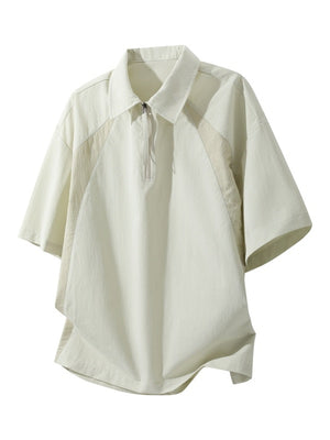 Cotton And Linen Breathable Pleated POLO Shirt