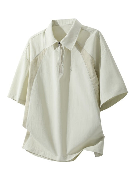 Cotton And Linen Breathable Pleated POLO Shirt