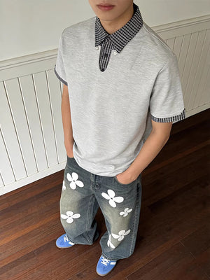 Layered-look Cleanfit Plaid Polo Shirt