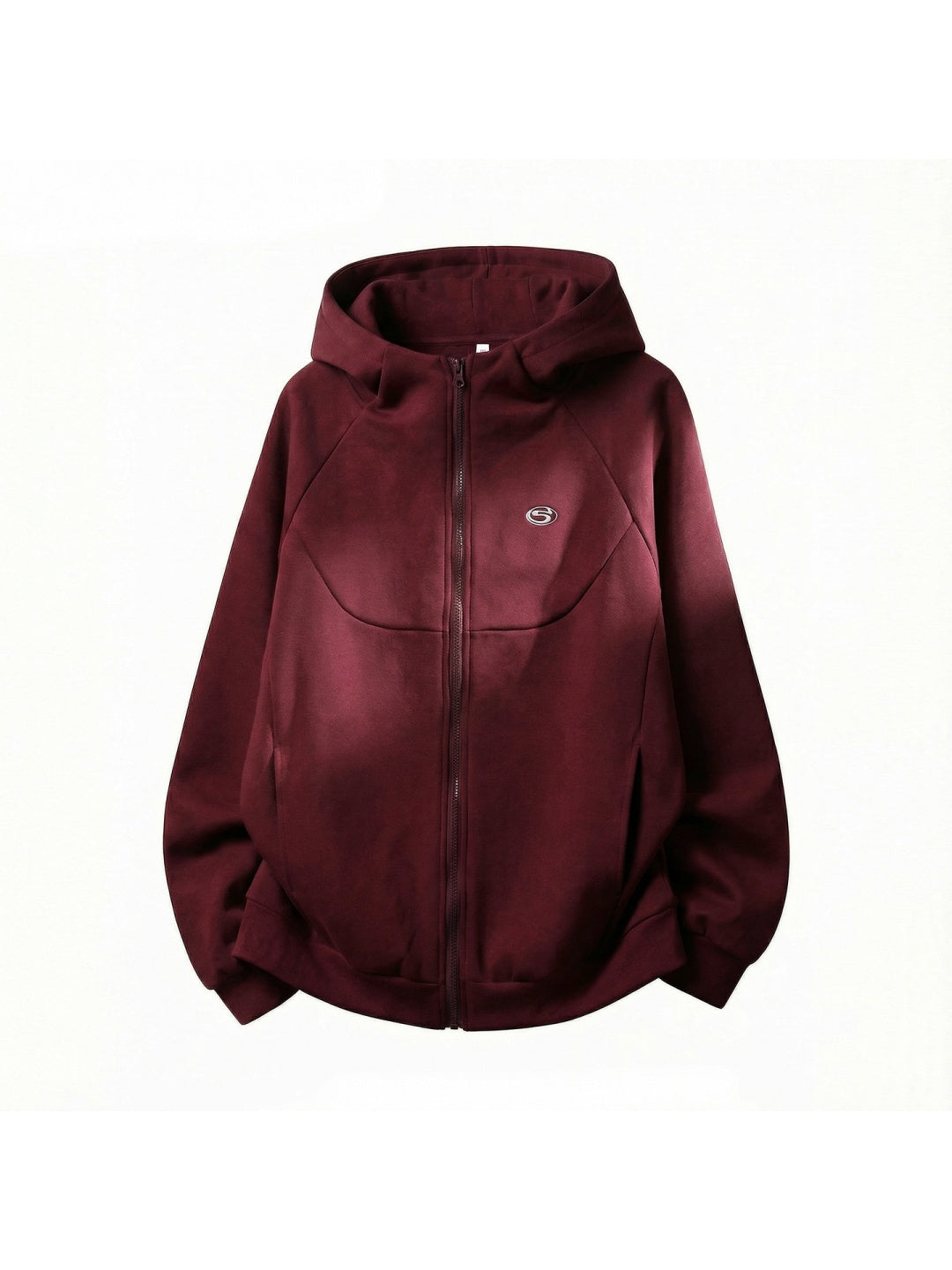 Boxy Color-blocked Embroidery Hoodies Cardigan