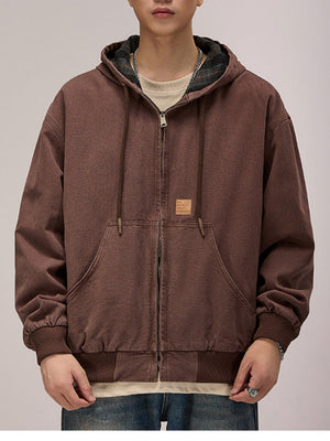 Retro Plaid Tooling Hooded Jacket