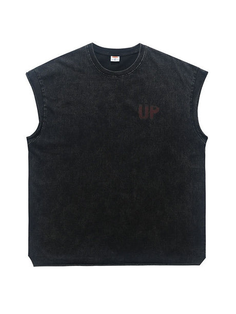 Washed Distressed Printed Tank Tops