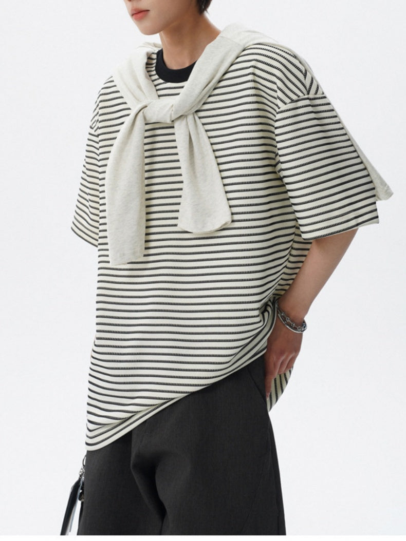 Color-blocked Stripes Loose-fit T-shirts