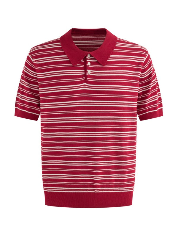 Retro Color-blocked Stripes Loose-fit POLO Shirt