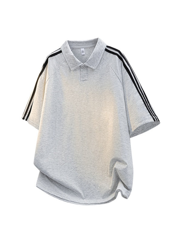 Stripes Patchwork Loose-fit POLO Shirt