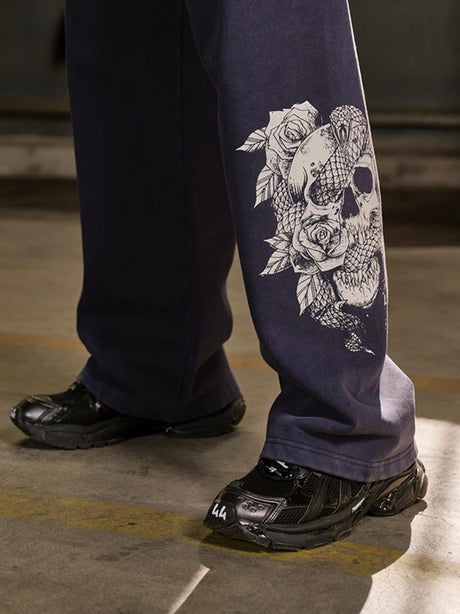 Printed Straight Loose Pants