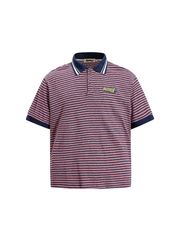 Retro Color-blocked Stripes Boxy POLO Shirt