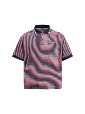 Retro Color-blocked Stripes Boxy POLO Shirt