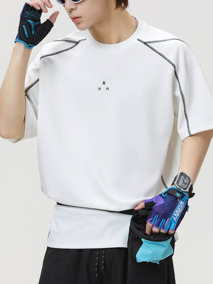 Color-blocked Printed Breathable Sports T-shirts