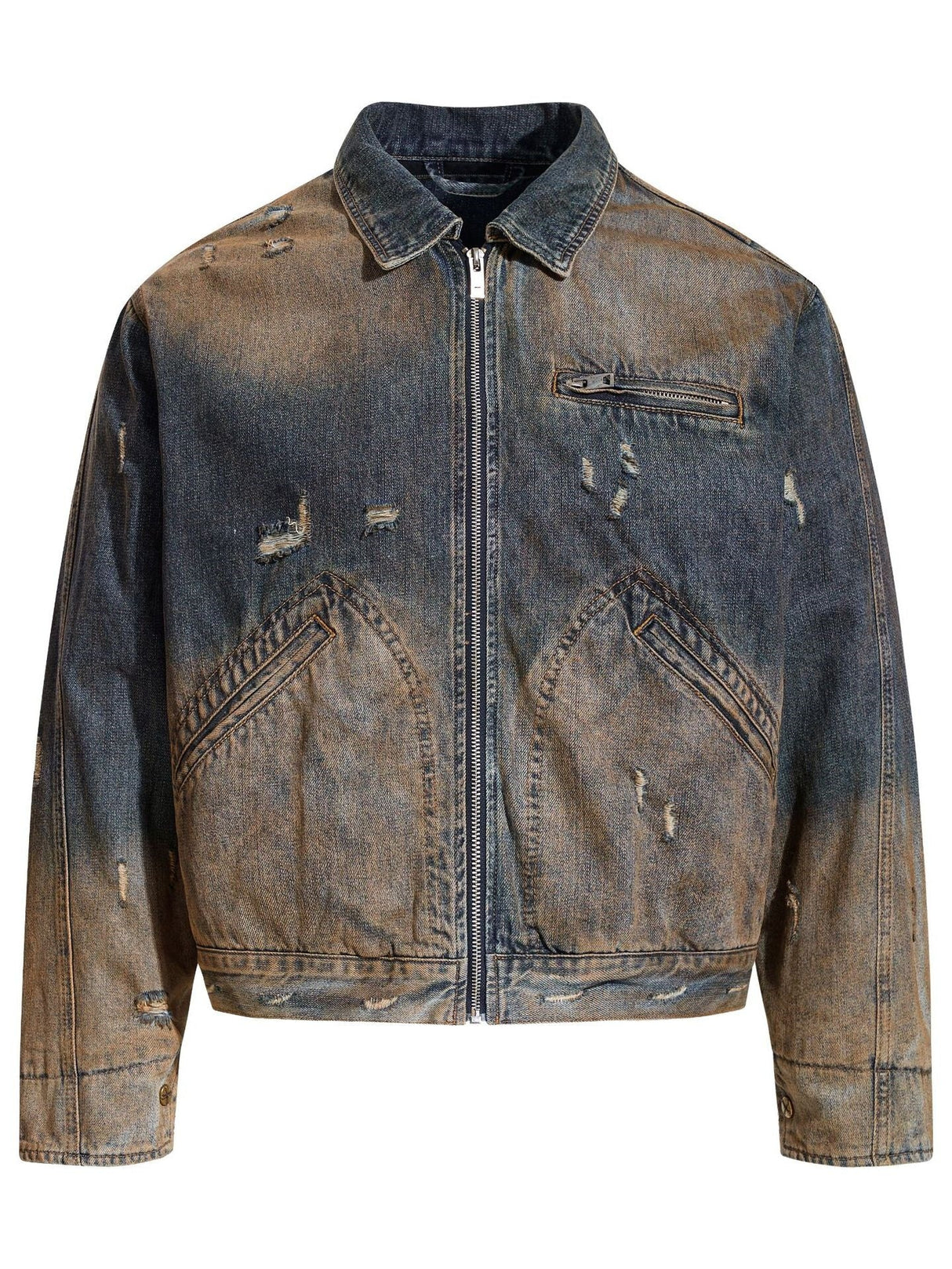 Dirty Washing Old Gradient Mud Dyeing Denim Jacket