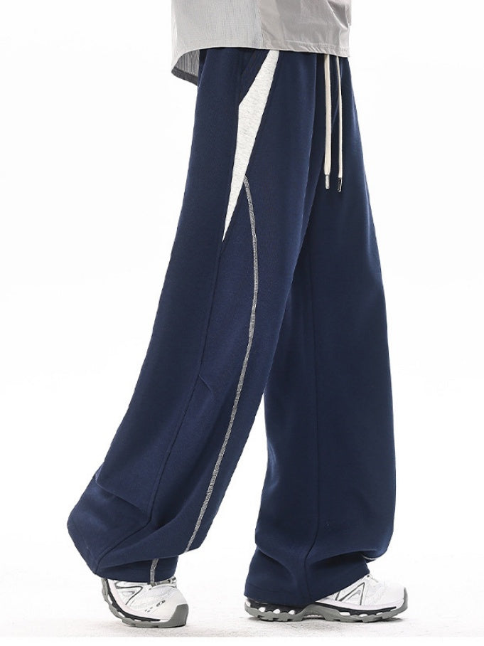 Color-blocked Geometry Scimitar Wide-leg Sweatpants