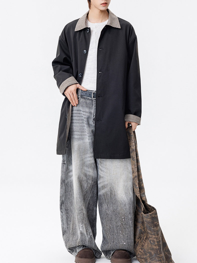Medium And Long Loose-fit Color-blocked Trench Coats
