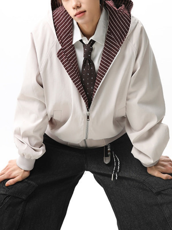 Stripes Color-blocked Hood Jackets