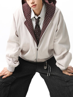 Stripes Color-blocked Hood Jackets