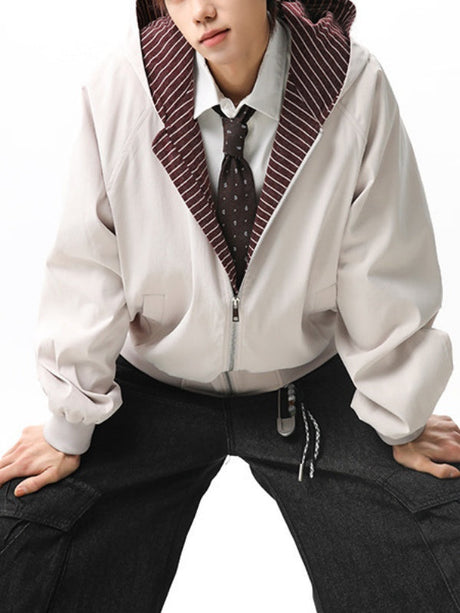 Stripes Color-blocked Hood Jackets