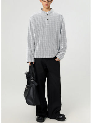 Henry's Collar Jacquard Collarless Sweatshirt