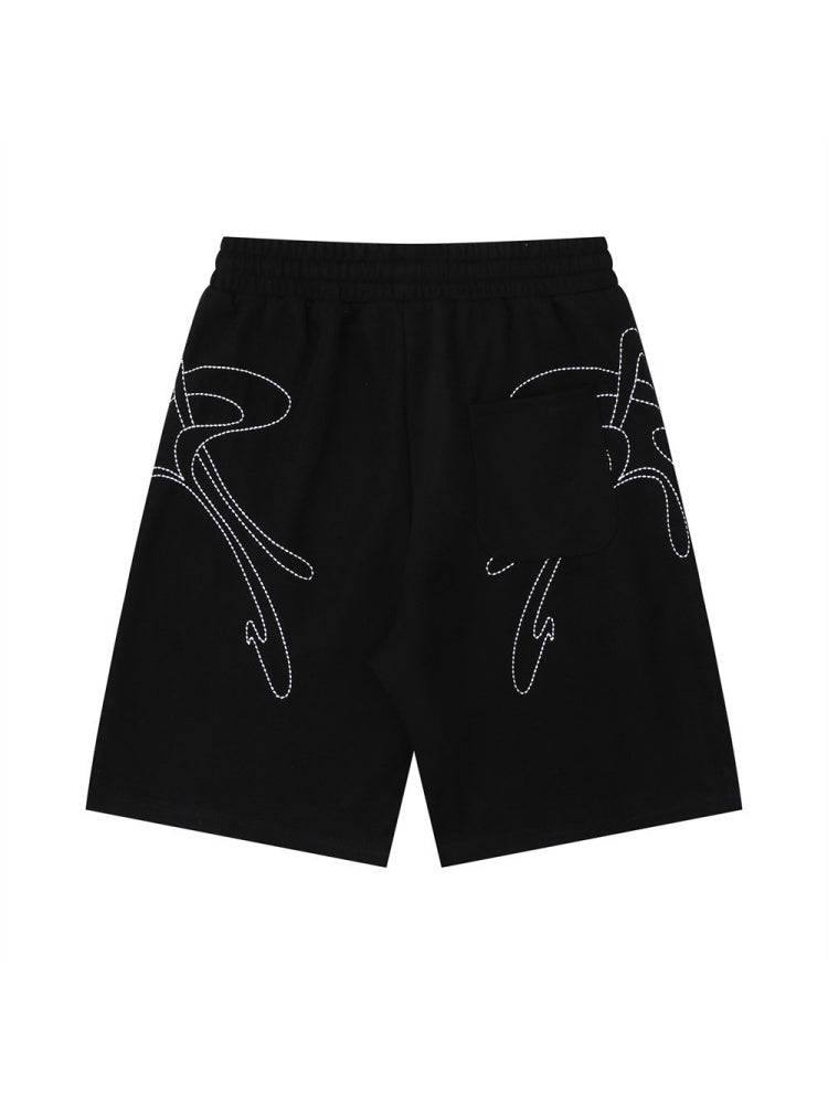 Line Embroidery Loose-fit Vibe Five Points Shorts