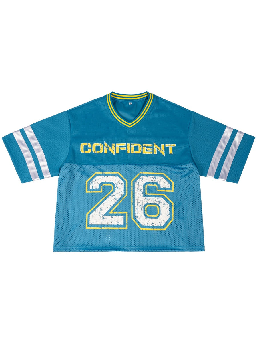 Color-blocked Retro Mesh Jersey Boxy Boxy T-shirts