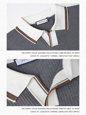 Color Matching Old Money Style Slim-fit Polo Shirts