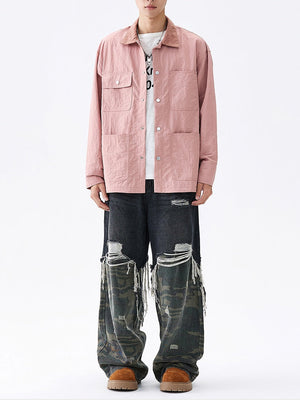 Multiple Pockets Loose-fit Shirts