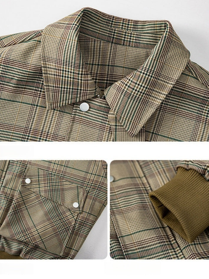 Lapel Plaid Loose Jackets