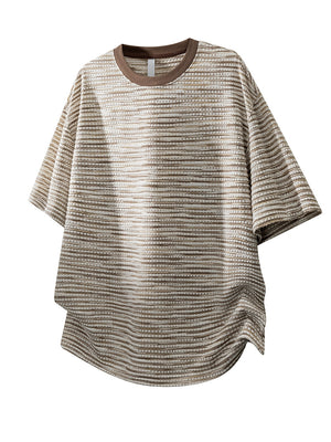 Color-blocked Rainbow Stripes Loose-fit T-shirts