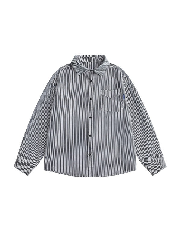 Vertical Stripe Color-blocked Shirts