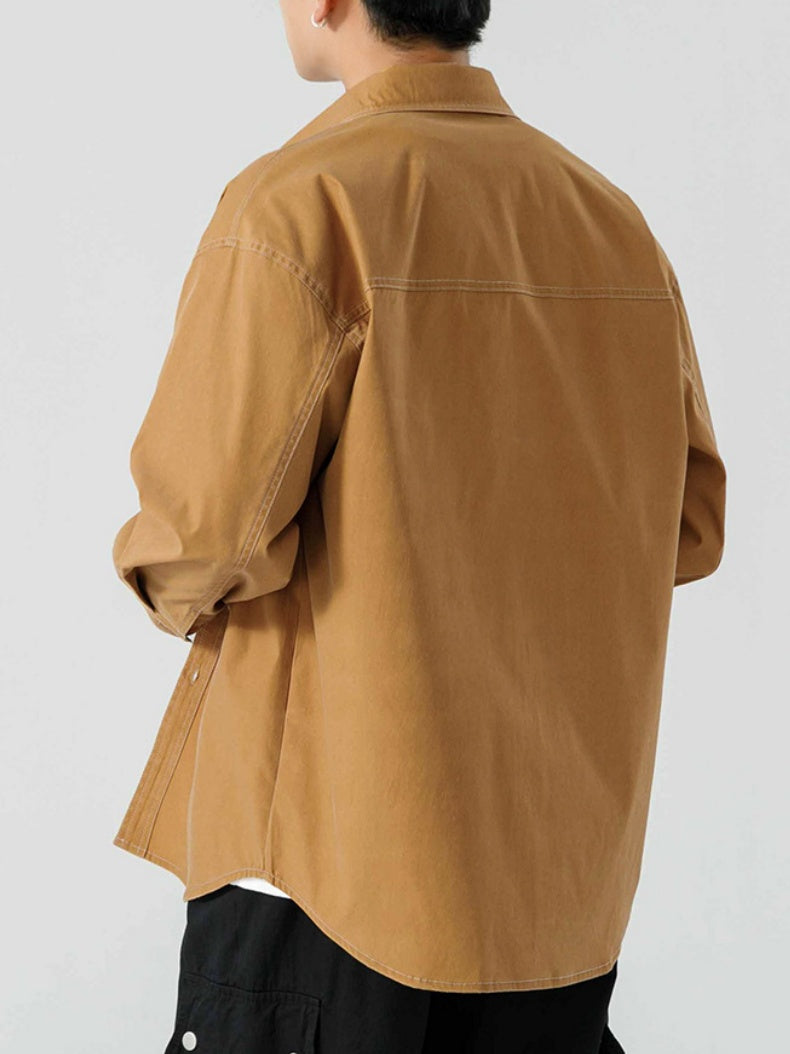 Washed Distressed Work Clothes Shirts Coat